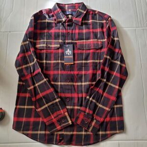 Rainforest Shirt Men XL Red Plaid Flannel Button Down shirt MSRP $89.00